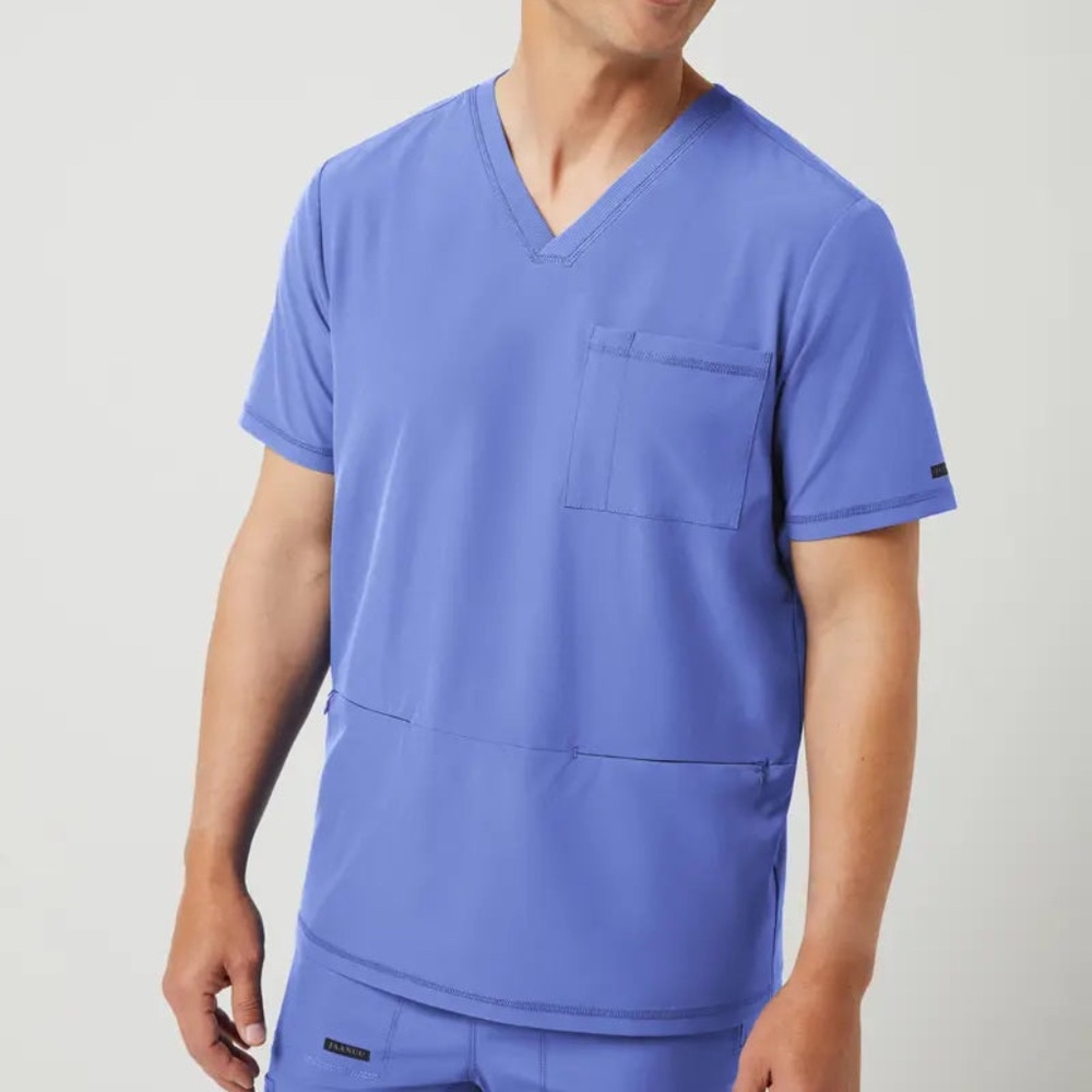 JAANUU Ceil Blue Kent Collection 3 Pocket V-Neck Top